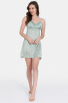 Zivame Coral Glaze Padded Wirefree Relaxed Fit Babydoll With Thong - Granite Green — thumbnail 4